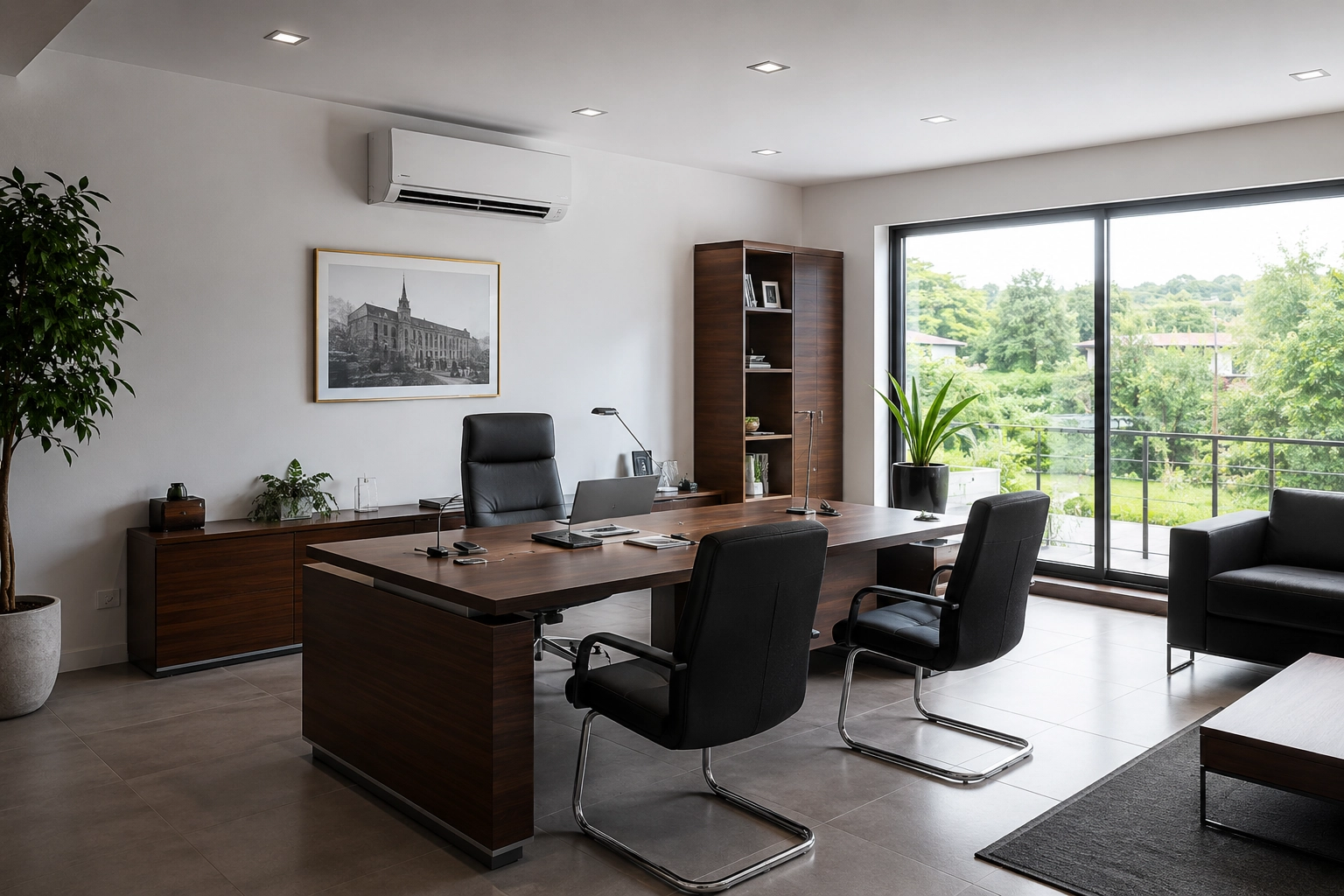 Modernes Büro mit Klimaanlage an der Wand